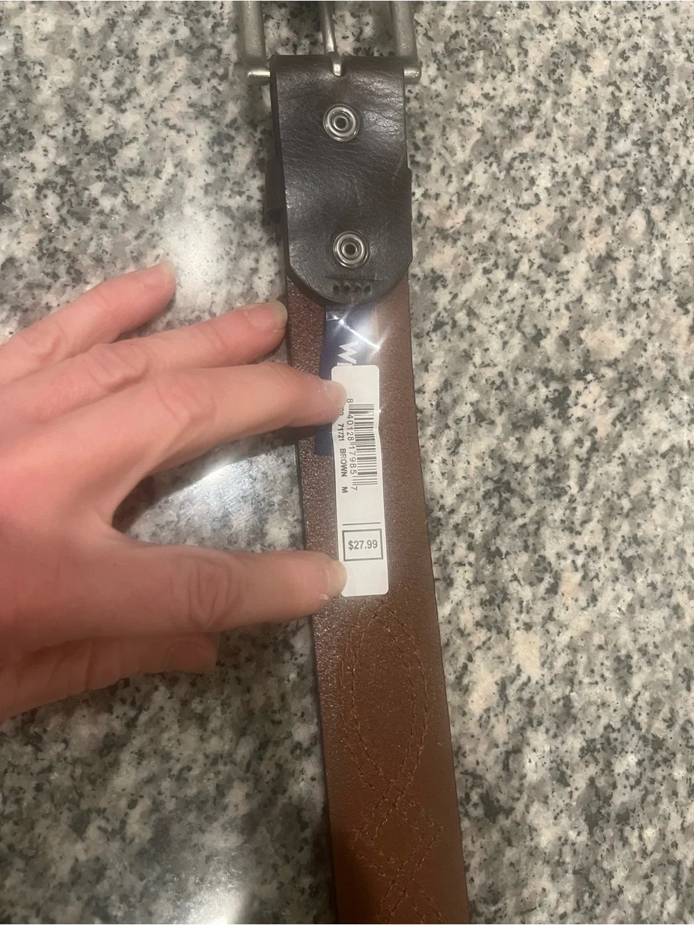 Wrangler Dark Brown Leather Belt with Contrast Stitching